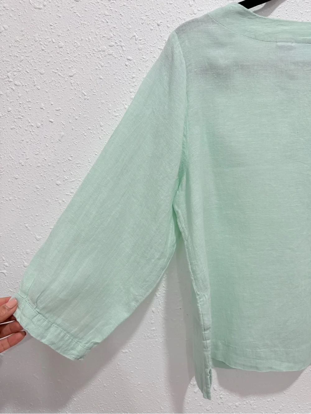 Martha Stewart Light Mint Scoop-Neck 100% Linen Blouse M